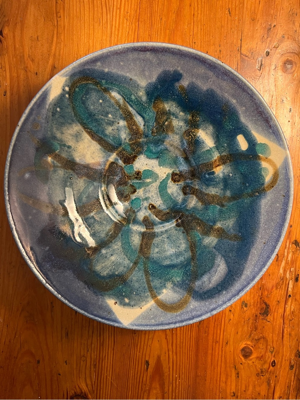 Hand-Painted Blue Ceramic Decorative Plate